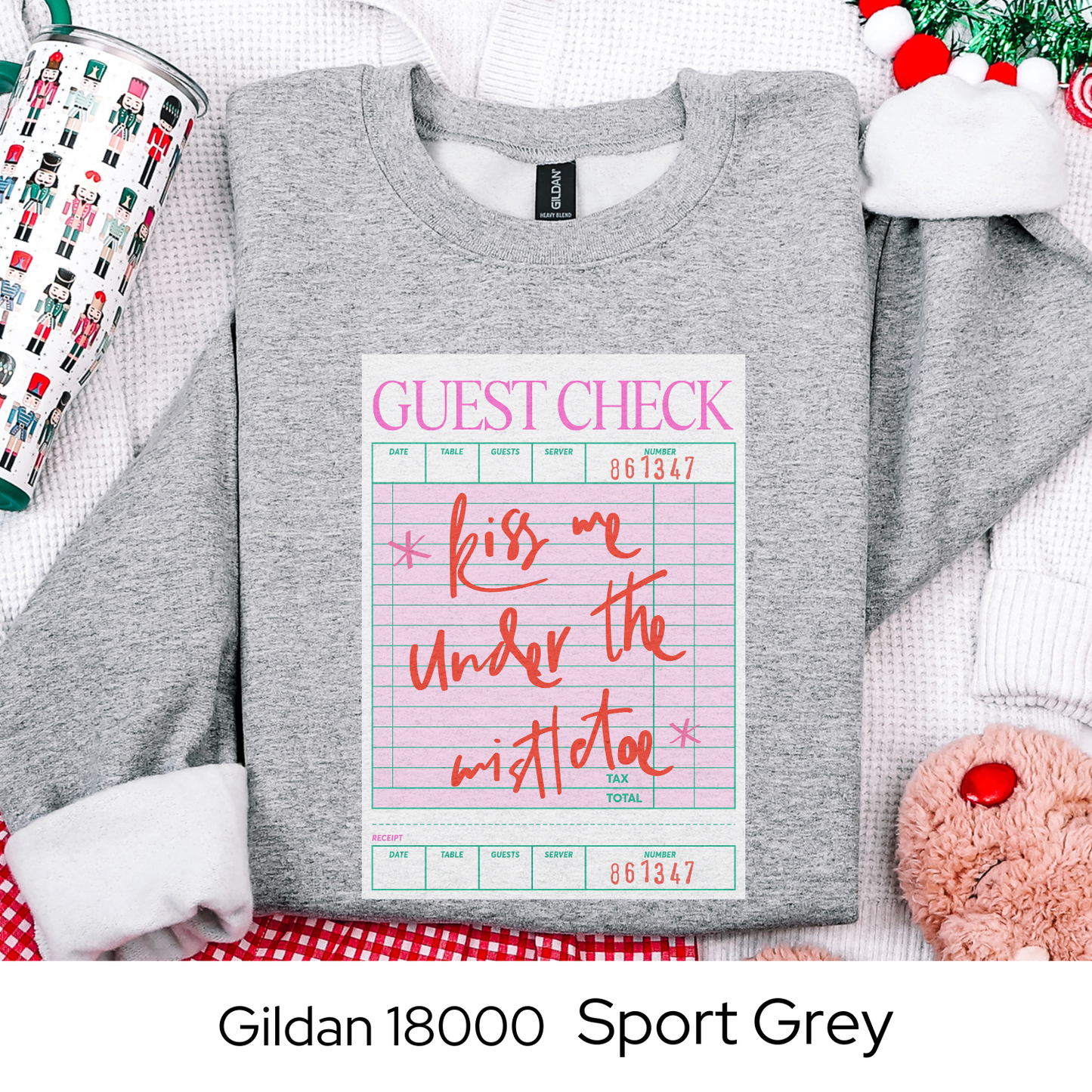 Kiss Me Under the Mistletoe Sweatshirt, Guest Check Christmas Crewneck, Romantic Holiday Sweatshirt Gift for Her, Cozy Winter Top