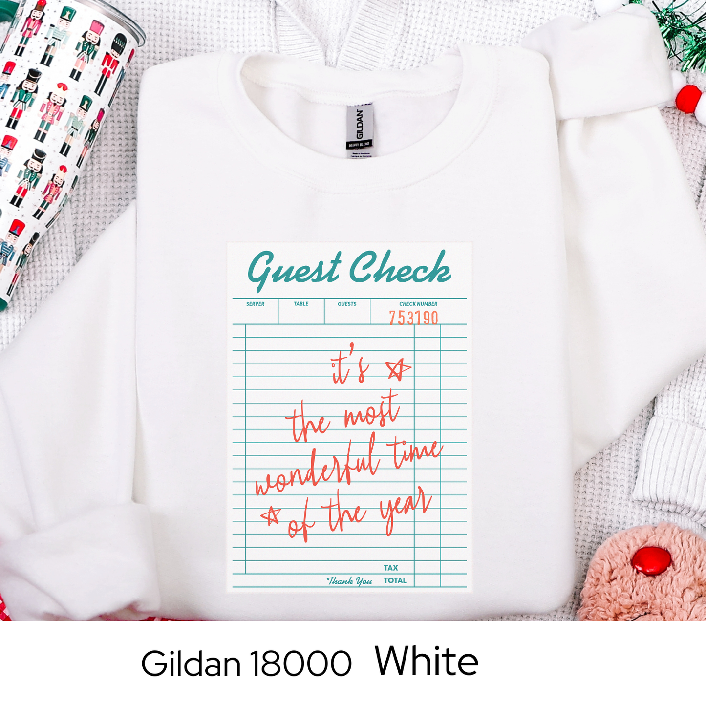 Guest Check Christmas Sweatshirt, Retro Holiday Crewneck Gift for Her, Its the Most Wonderful Time of the Year Sweatshirt, Cozy Xmas Top