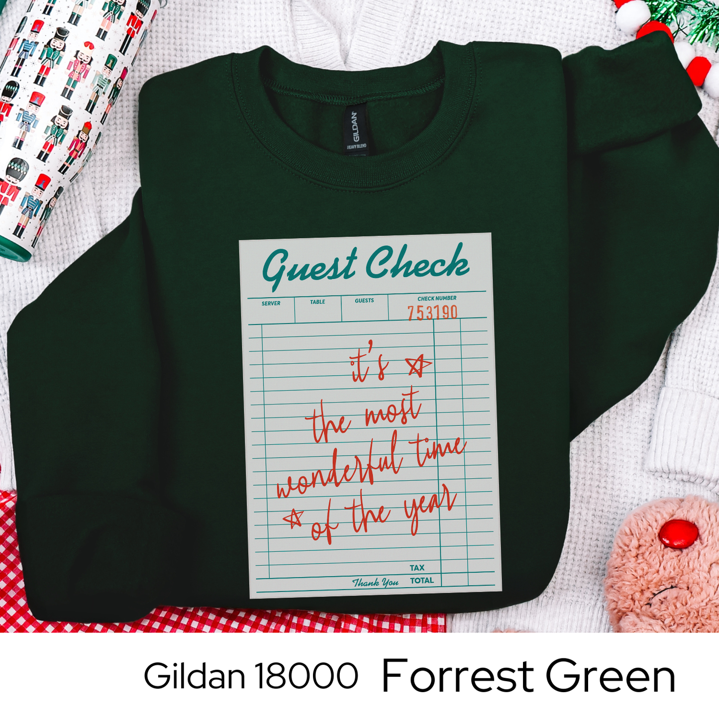 Guest Check Christmas Sweatshirt, Retro Holiday Crewneck Gift for Her, Its the Most Wonderful Time of the Year Sweatshirt, Cozy Xmas Top