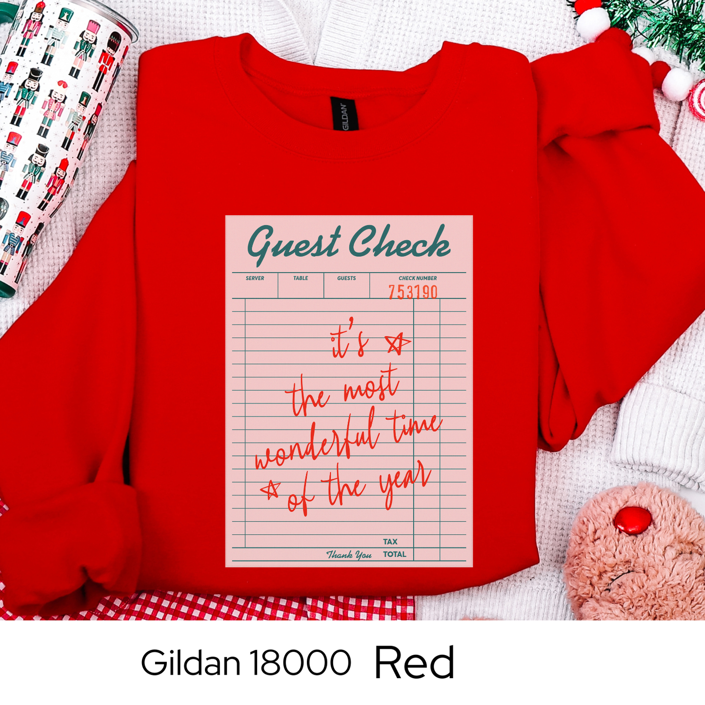 Guest Check Christmas Sweatshirt, Retro Holiday Crewneck Gift for Her, Its the Most Wonderful Time of the Year Sweatshirt, Cozy Xmas Top