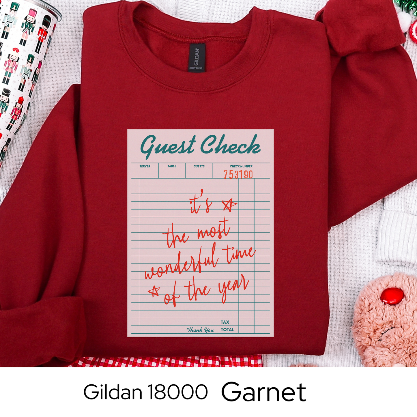 Guest Check Christmas Sweatshirt, Retro Holiday Crewneck Gift for Her, Its the Most Wonderful Time of the Year Sweatshirt, Cozy Xmas Top