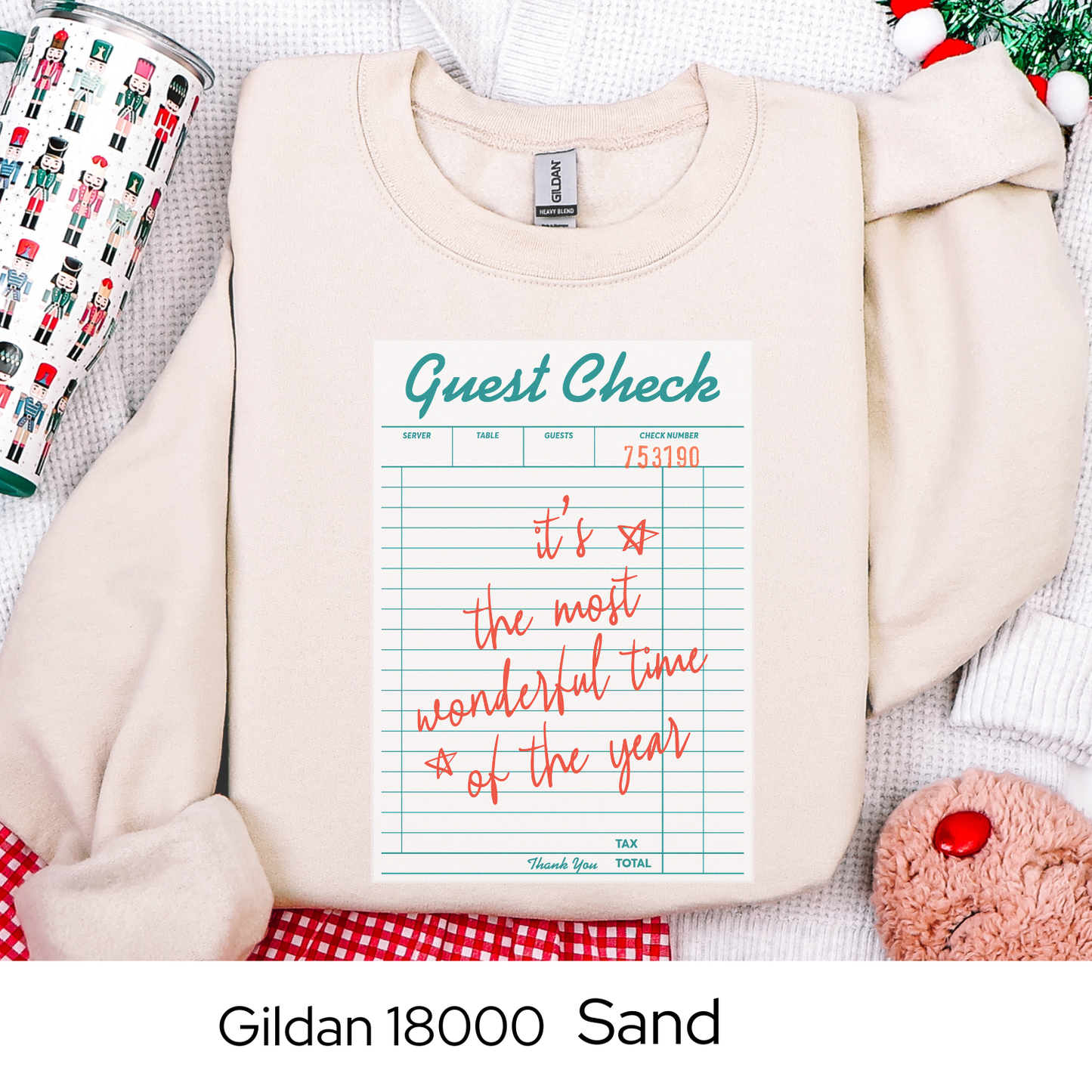 Guest Check Christmas Sweatshirt, Retro Holiday Crewneck Gift for Her, Its the Most Wonderful Time of the Year Sweatshirt, Cozy Xmas Top