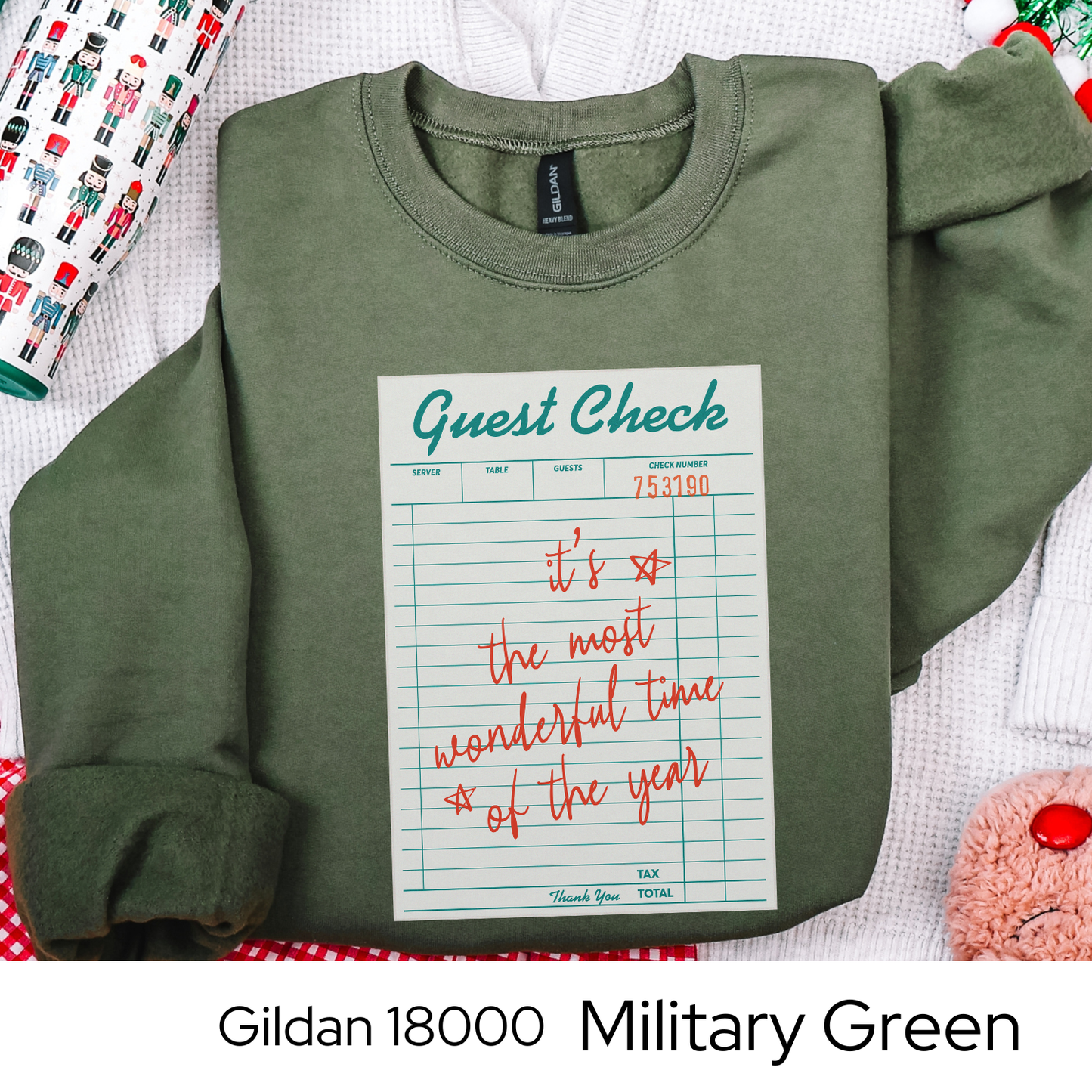 Guest Check Christmas Sweatshirt, Retro Holiday Crewneck Gift for Her, Its the Most Wonderful Time of the Year Sweatshirt, Cozy Xmas Top