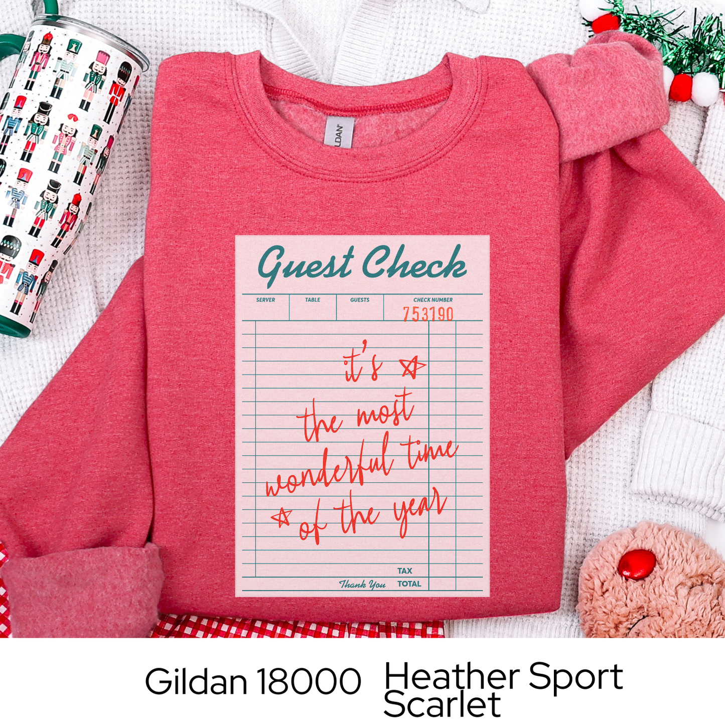 Guest Check Christmas Sweatshirt, Retro Holiday Crewneck Gift for Her, Its the Most Wonderful Time of the Year Sweatshirt, Cozy Xmas Top
