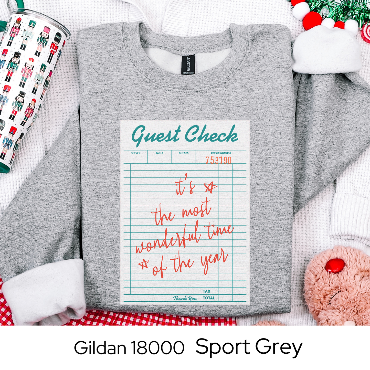 Guest Check Christmas Sweatshirt, Retro Holiday Crewneck Gift for Her, Its the Most Wonderful Time of the Year Sweatshirt, Cozy Xmas Top