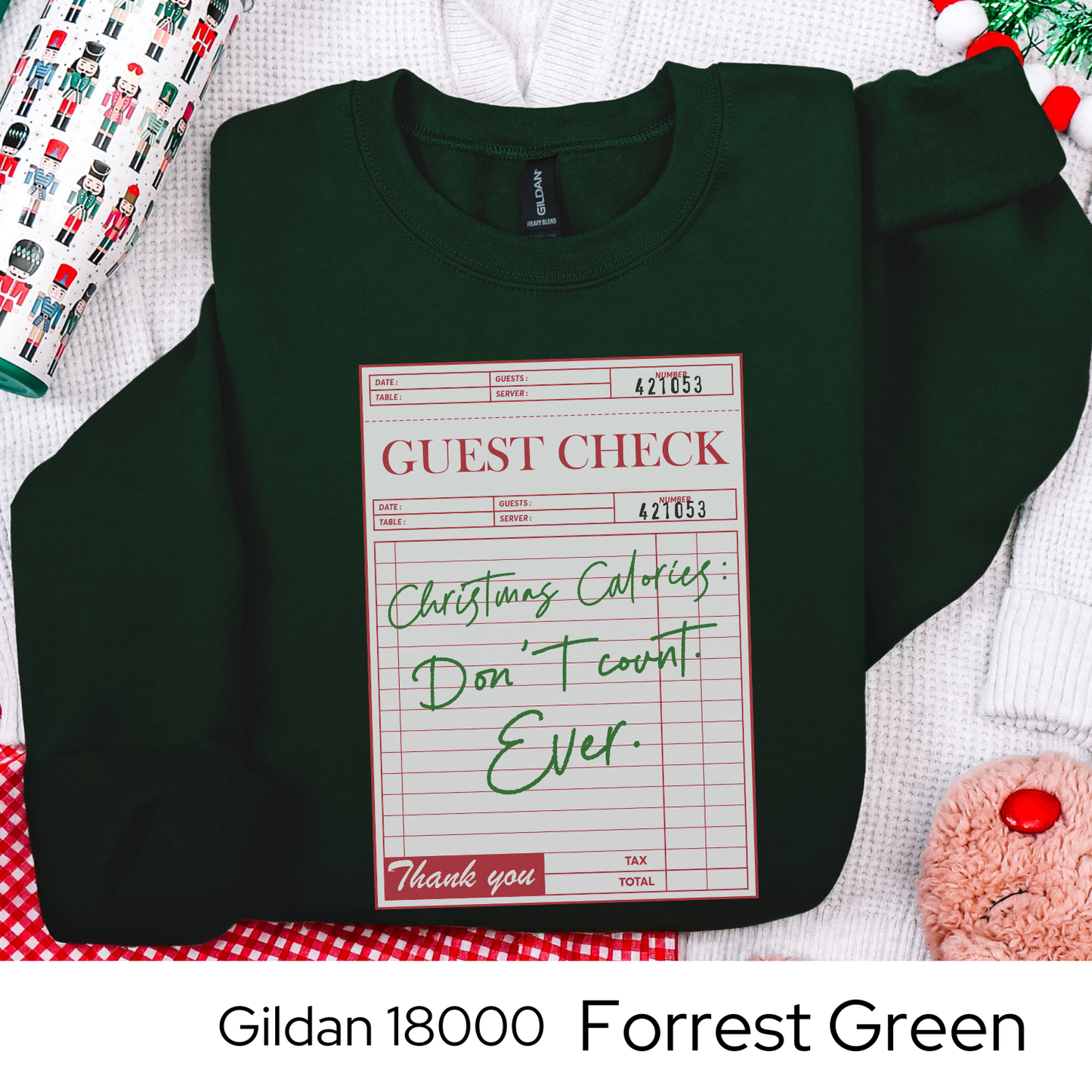Christmas Calories Dont Count Sweatshirt, Funny Holiday Guest Check Crewneck, Christmas Gift for Her, Retro Cozy Winter Sweatshirt