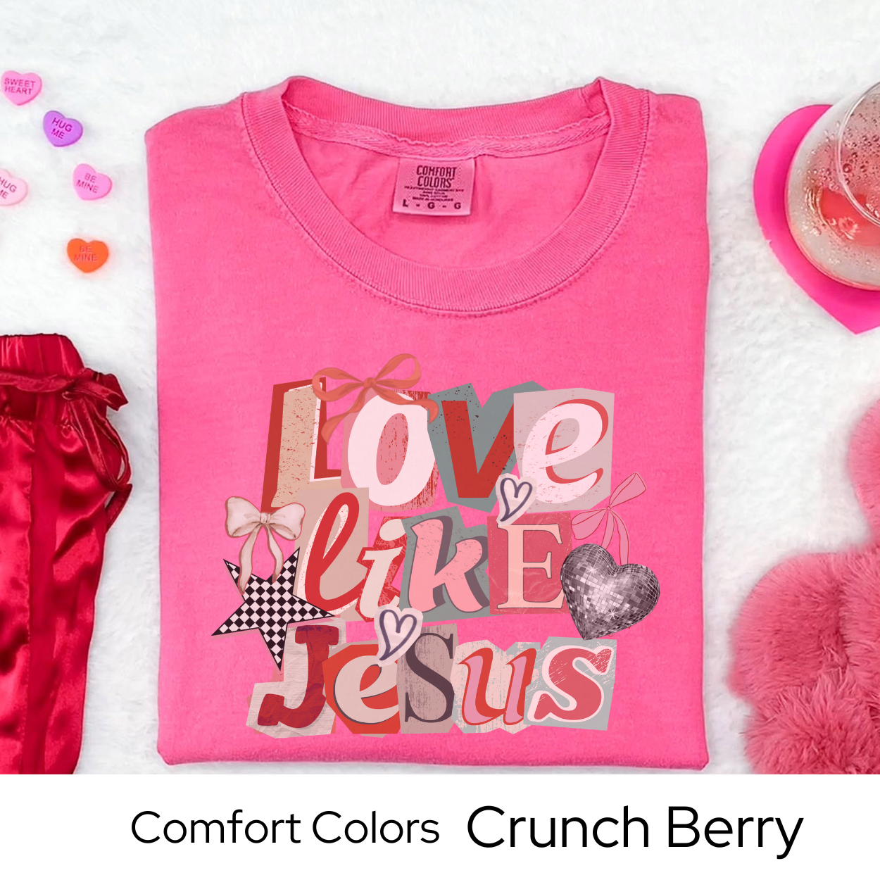 Christian Faith Graphic T Shirt, Love Like Jesus Shirt, Valentine Jesus Tee, Religious Gift for Her, Faith Based Apparel, Comfort Colors