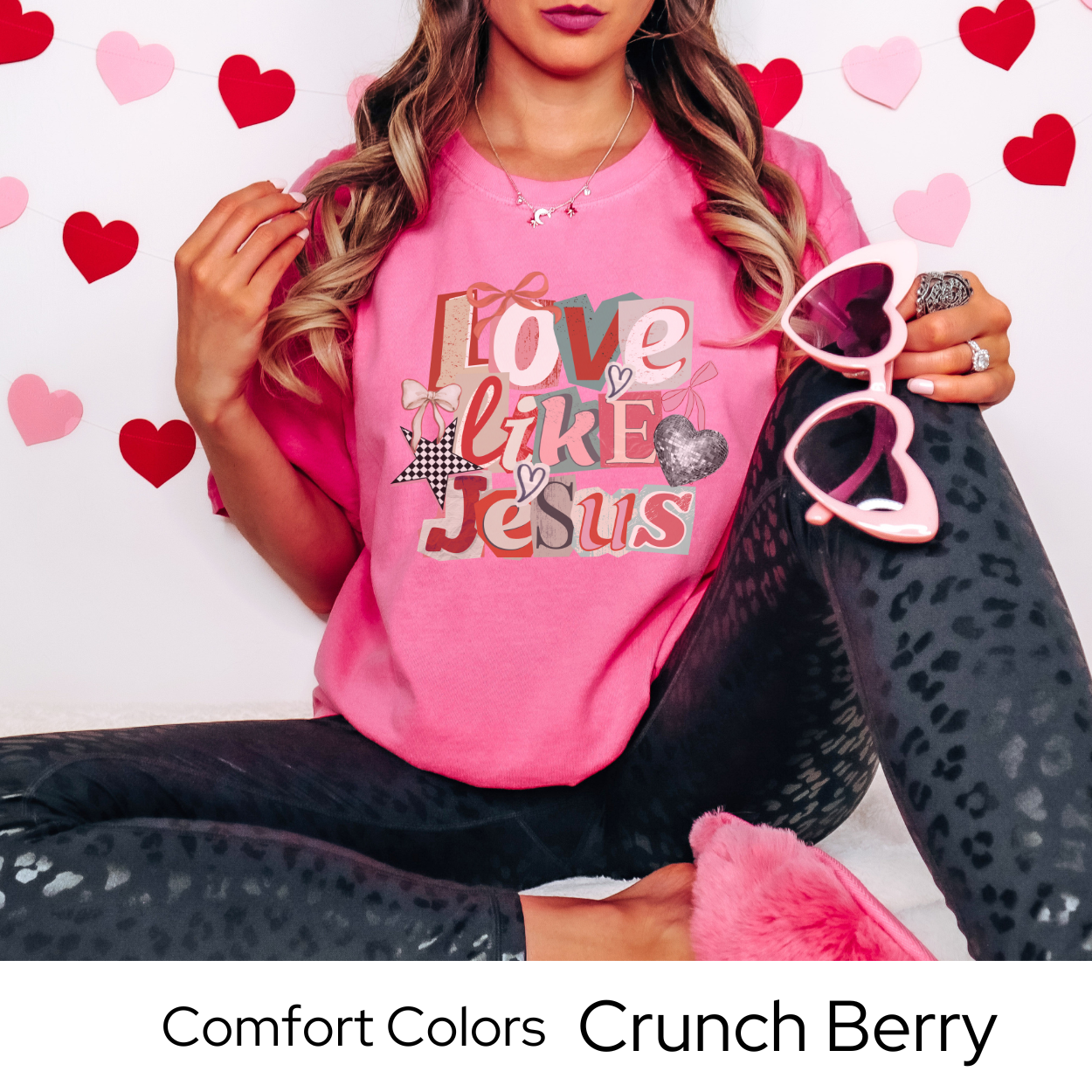Christian Faith Graphic T Shirt, Love Like Jesus Shirt, Valentine Jesus Tee, Religious Gift for Her, Faith Based Apparel, Comfort Colors