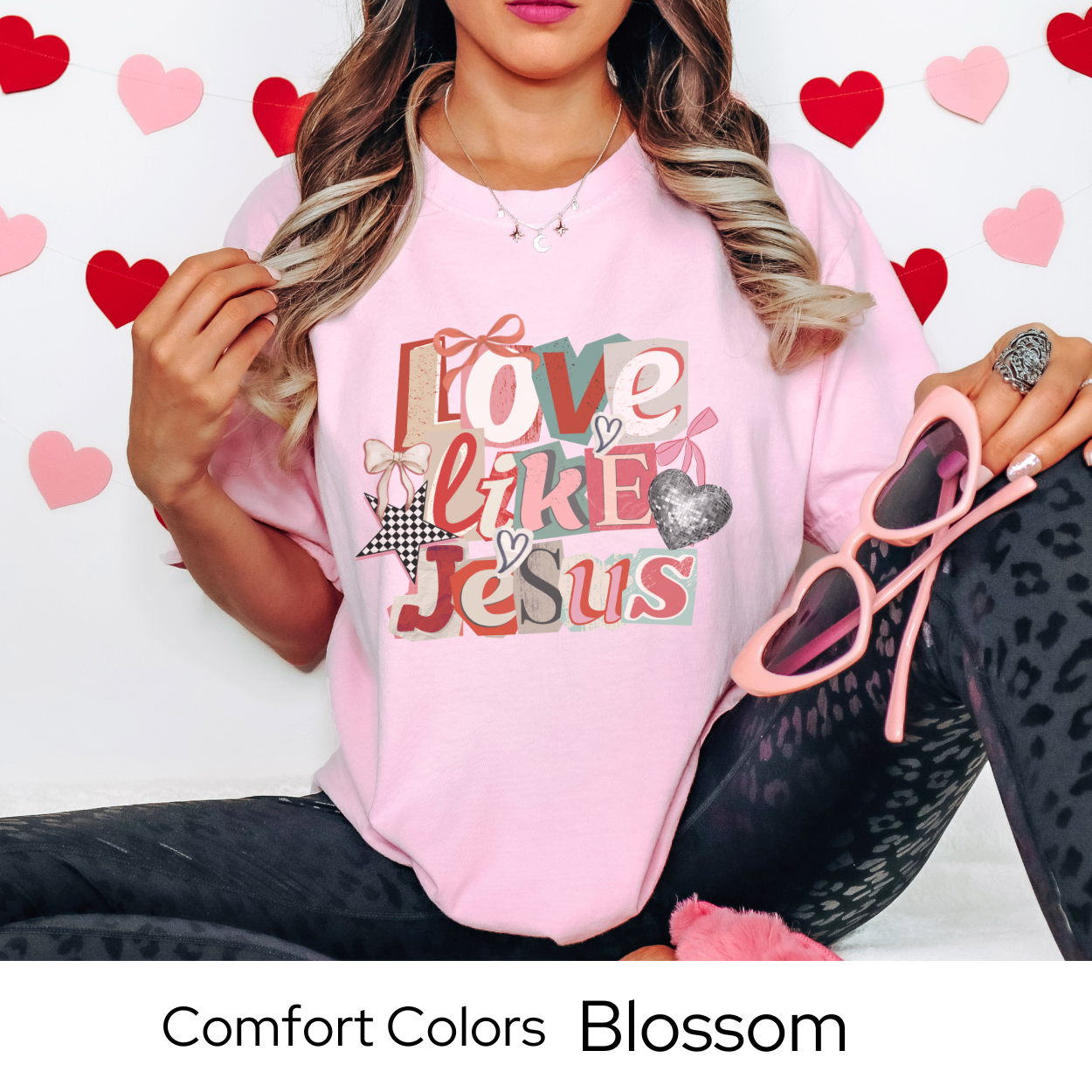 Christian Faith Graphic T Shirt, Love Like Jesus Shirt, Valentine Jesus Tee, Religious Gift for Her, Faith Based Apparel, Comfort Colors