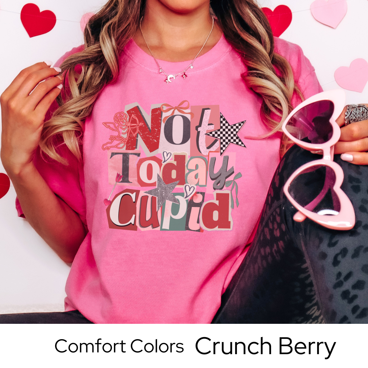 Valentines Day Graphic T Shirt, Not Today Cupid Tee, Anti Valentine Shirt for Women, Funny Valentine Outfit Comfort Colors 1717