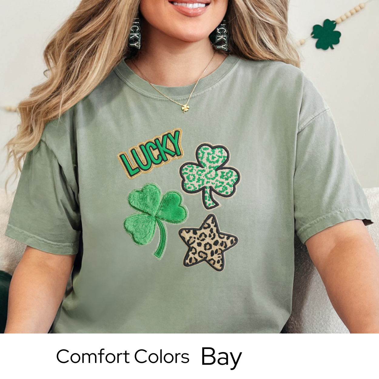St Patricks Day Graphic T Shirt, Lucky Shamrock Icons Tee, Trendy St Patricks Shirt for Women, March Outfit Comfort Colors 1717