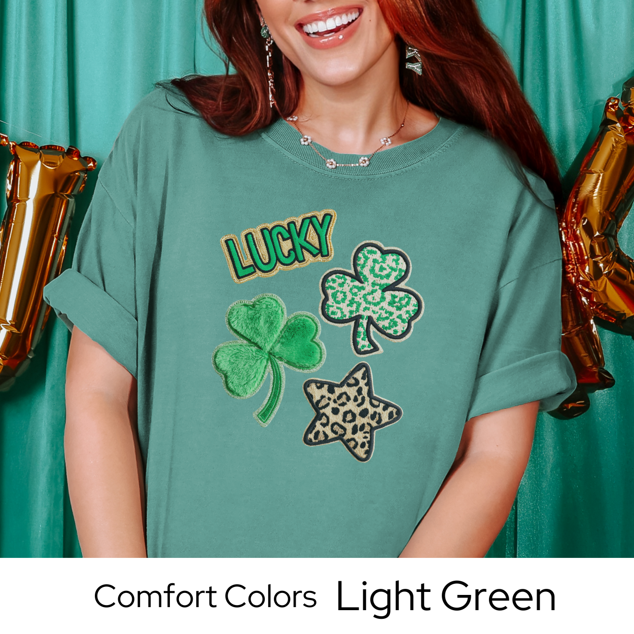 St Patricks Day Graphic T Shirt, Lucky Shamrock Icons Tee, Trendy St Patricks Shirt for Women, March Outfit Comfort Colors 1717