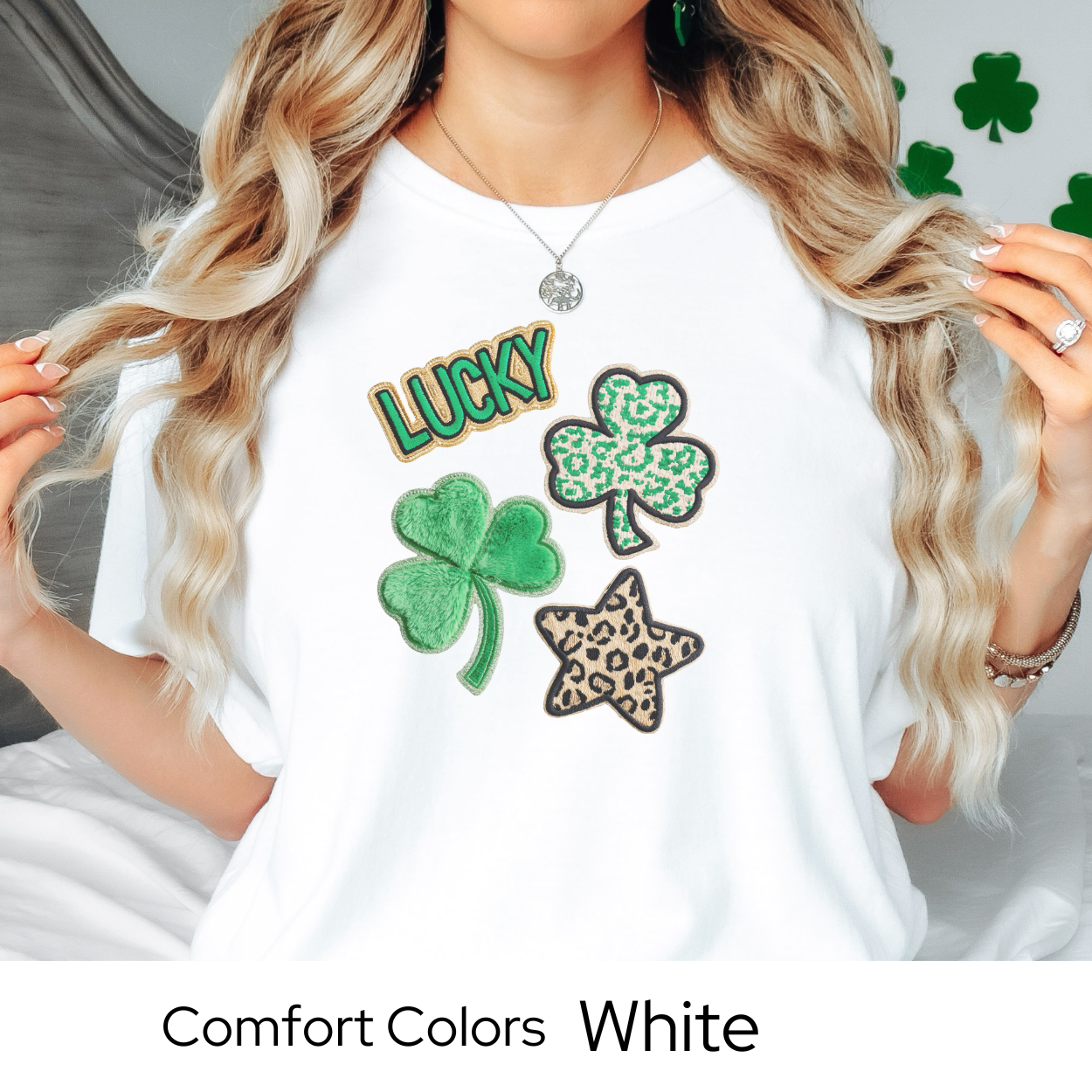 St Patricks Day Graphic T Shirt, Lucky Shamrock Icons Tee, Trendy St Patricks Shirt for Women, March Outfit Comfort Colors 1717