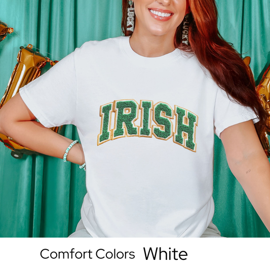 St Patricks Day Graphic T Shirt, Irish Varsity Letter Tee, Green Irish Shirt for Women, St Patricks Outfit Comfort Colors 1717