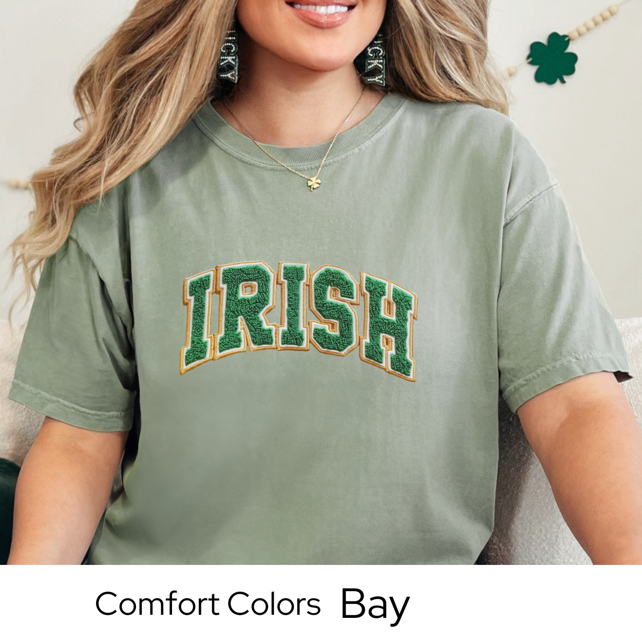 St Patricks Day Graphic T Shirt, Irish Varsity Letter Tee, Green Irish Shirt for Women, St Patricks Outfit Comfort Colors 1717