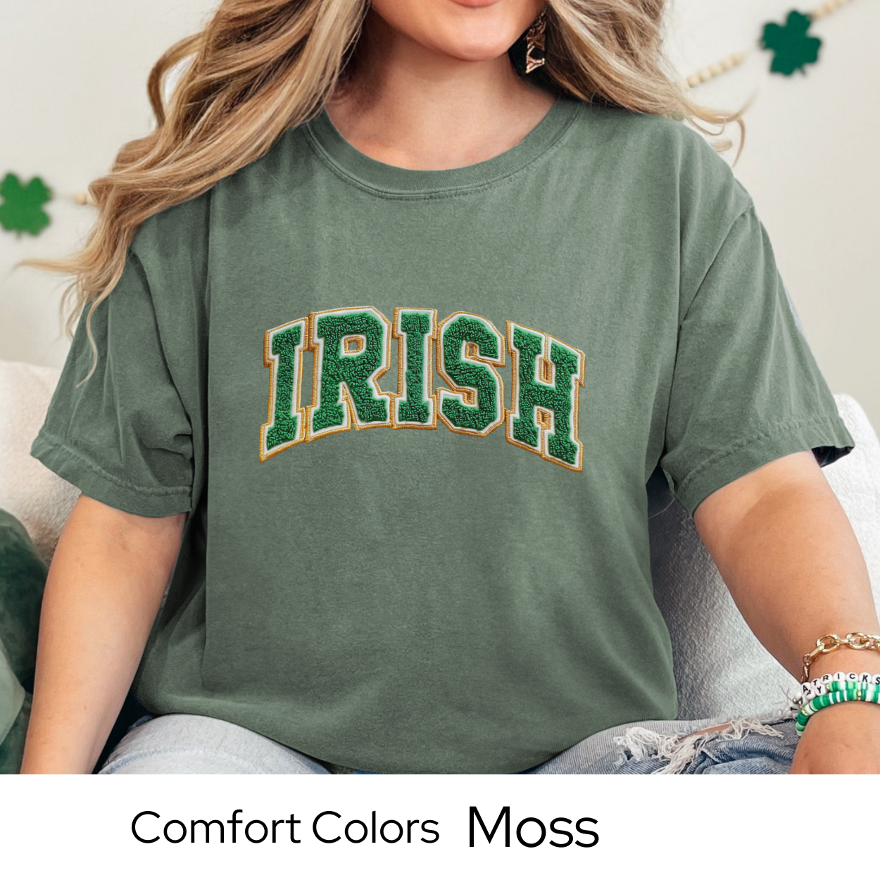 St Patricks Day Graphic T Shirt, Irish Varsity Letter Tee, Green Irish Shirt for Women, St Patricks Outfit Comfort Colors 1717