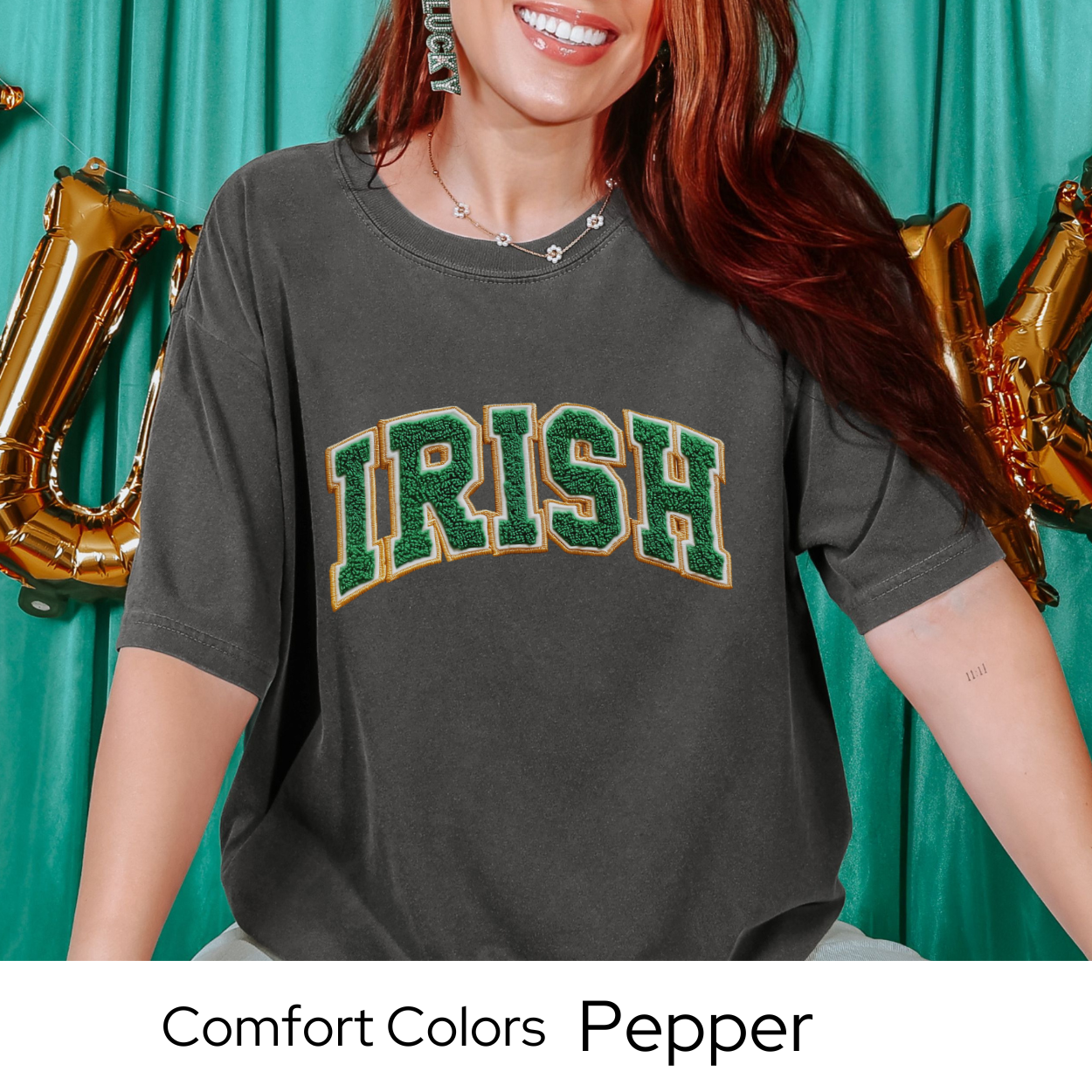St Patricks Day Graphic T Shirt, Irish Varsity Letter Tee, Green Irish Shirt for Women, St Patricks Outfit Comfort Colors 1717