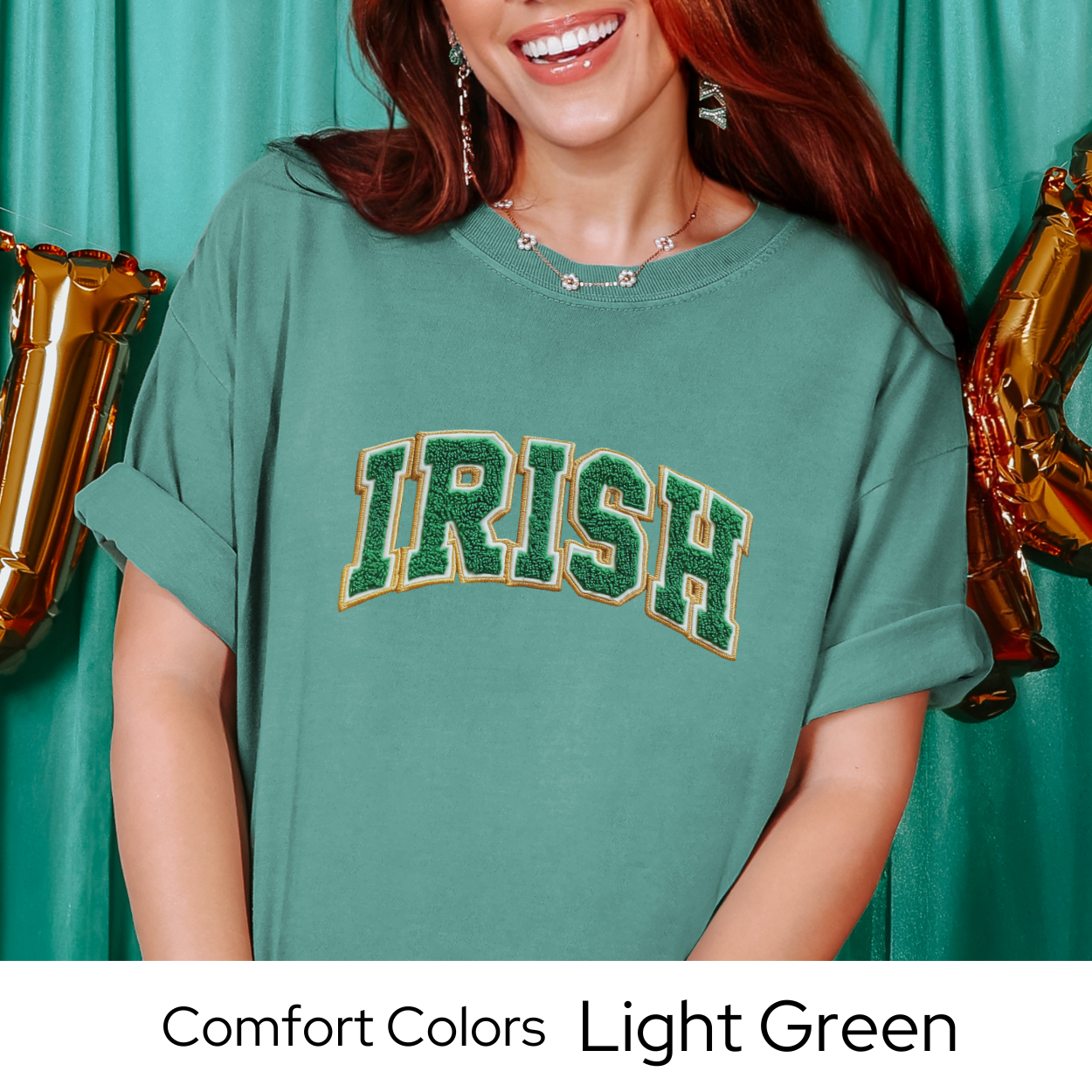 St Patricks Day Graphic T Shirt, Irish Varsity Letter Tee, Green Irish Shirt for Women, St Patricks Outfit Comfort Colors 1717