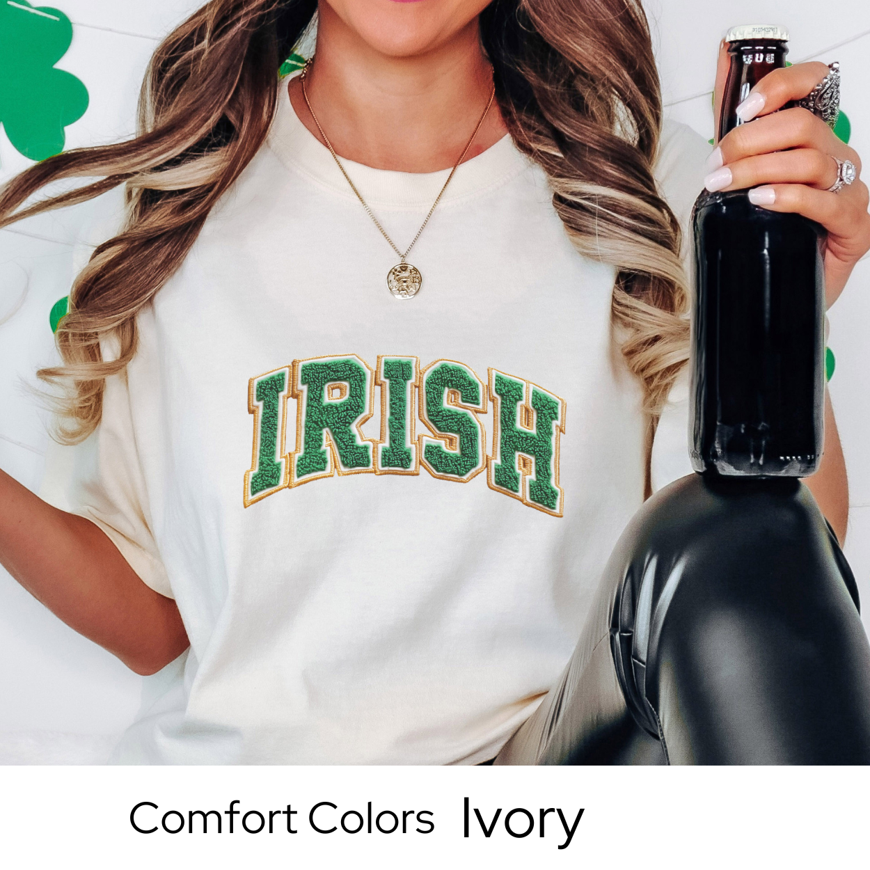 St Patricks Day Graphic T Shirt, Irish Varsity Letter Tee, Green Irish Shirt for Women, St Patricks Outfit Comfort Colors 1717