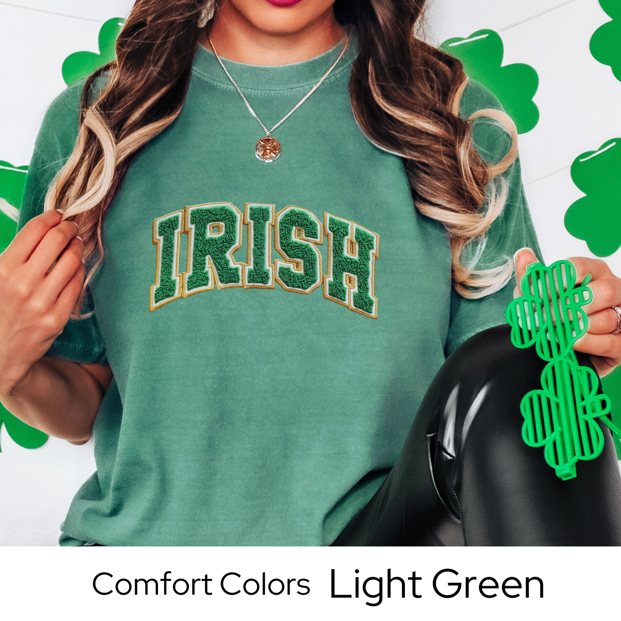 St Patricks Day Graphic T Shirt, Irish Varsity Letter Tee, Green Irish Shirt for Women, St Patricks Outfit Comfort Colors 1717