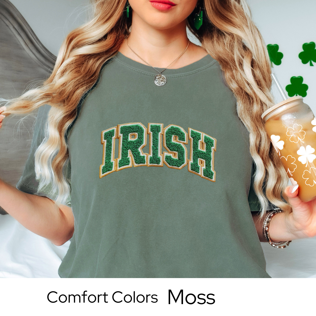 St Patricks Day Graphic T Shirt, Irish Varsity Letter Tee, Green Irish Shirt for Women, St Patricks Outfit Comfort Colors 1717