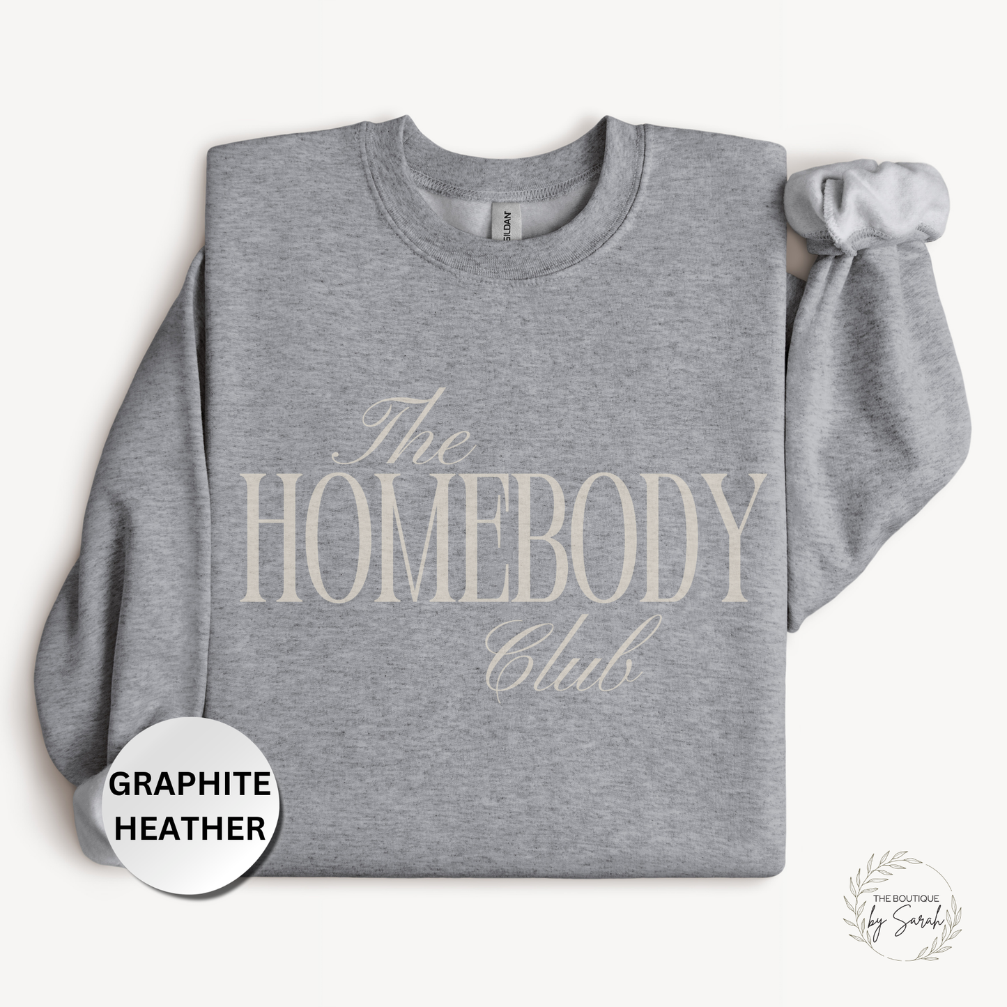 Homebody Sweatshirt, The Homebody Club Crewneck, Cozy Introvert Sweatshirt, Minimalist Graphic Crewneck, Gildan 18000 Gift for Her
