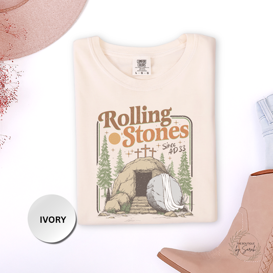 Christian Easter Shirt Comfort Colors 1717, Rolling Stones Since AD 33 Tee, Faith Based Graphic Tee, Vintage Religious Shirt, Easter Gift