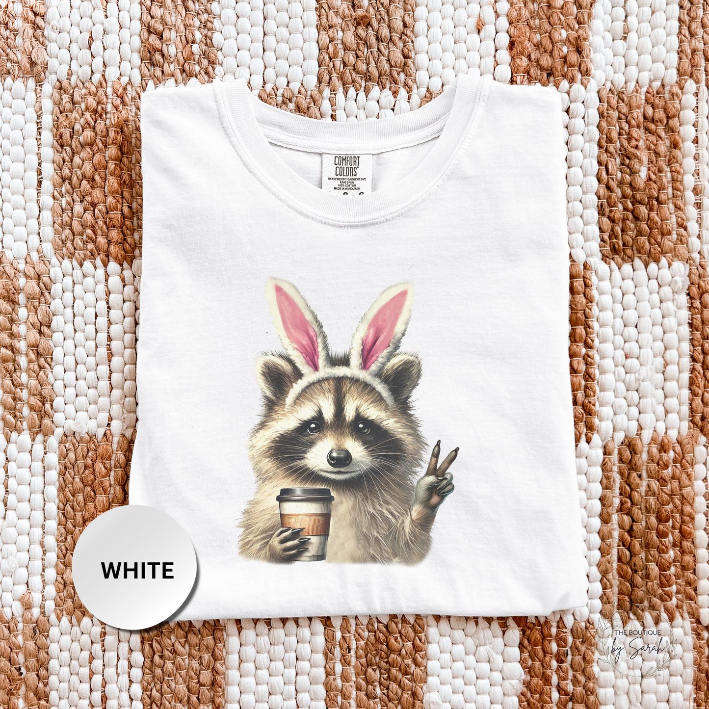 Funny Easter Raccoon Shirt Comfort Colors 1717, Bunny Ears Coffee Tee, Cute Easter Shirt Women, Trendy Spring Graphic Tee, Easter Gift