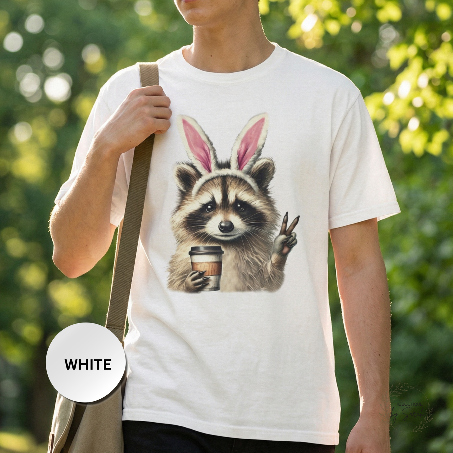 Funny Easter Raccoon Shirt Comfort Colors 1717, Bunny Ears Coffee Tee, Cute Easter Shirt Women, Trendy Spring Graphic Tee, Easter Gift