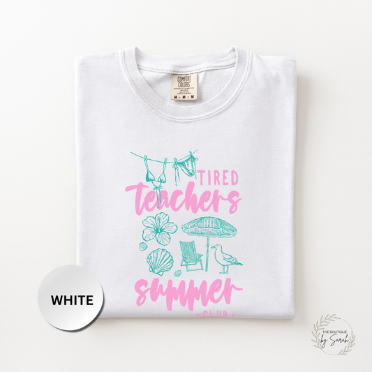 Teacher Summer Club Shirt, Tired Teachers Summer Club Tee, Summer Break Teacher Shirt, Beach Teacher Graphic Tee