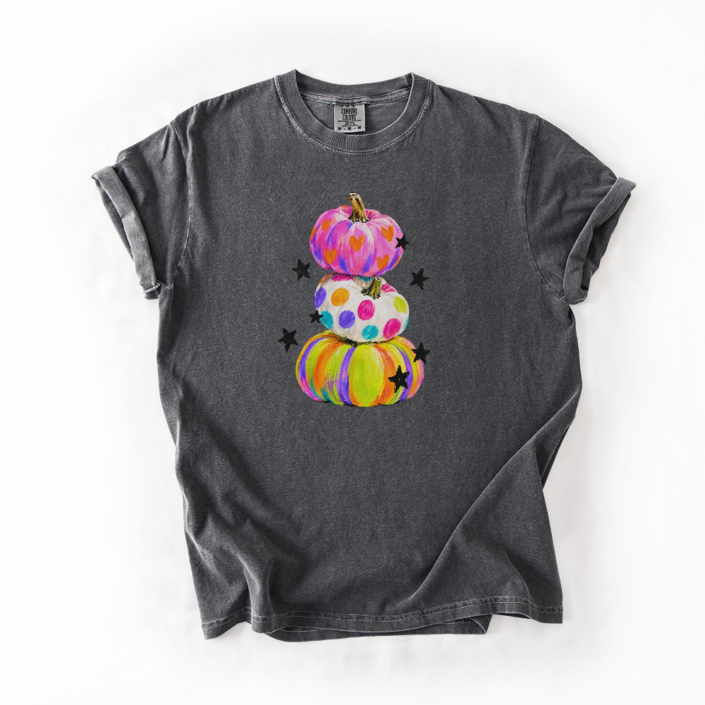 Preppy Pumpkin Halloween Shirt, Colorful Pumpkin Comfort Colors Tee, Whimsical Fall Graphic Shirt, Cute Spooky Season T-Shirt