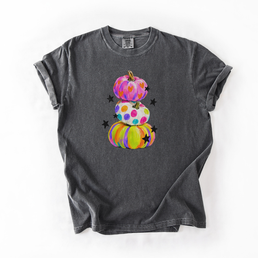 Preppy Pumpkin Halloween Shirt, Colorful Pumpkin Comfort Colors Tee, Whimsical Fall Graphic Shirt, Cute Spooky Season T-Shirt