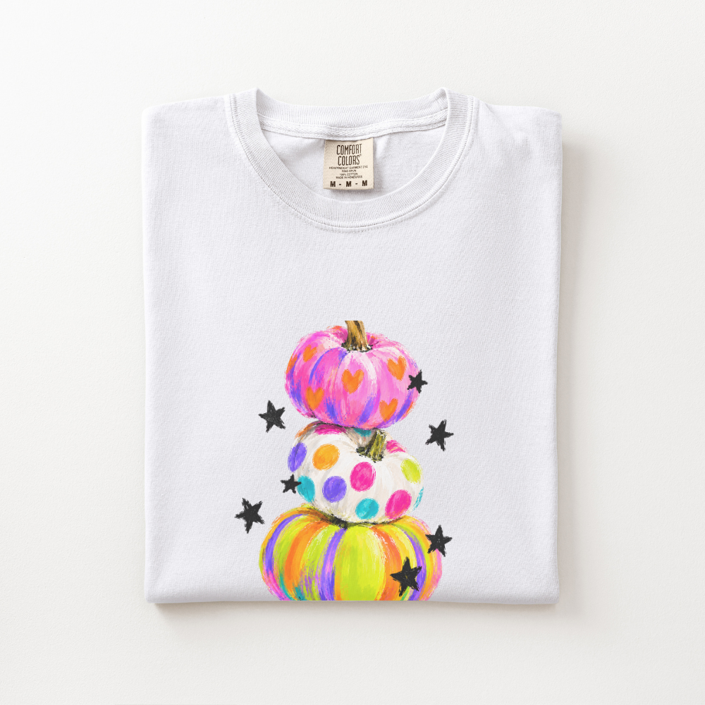 Preppy Pumpkin Halloween Shirt, Colorful Pumpkin Comfort Colors Tee, Whimsical Fall Graphic Shirt, Cute Spooky Season T-Shirt
