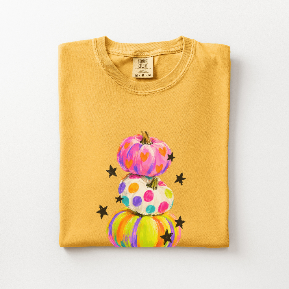 Preppy Pumpkin Halloween Shirt, Colorful Pumpkin Comfort Colors Tee, Whimsical Fall Graphic Shirt, Cute Spooky Season T-Shirt