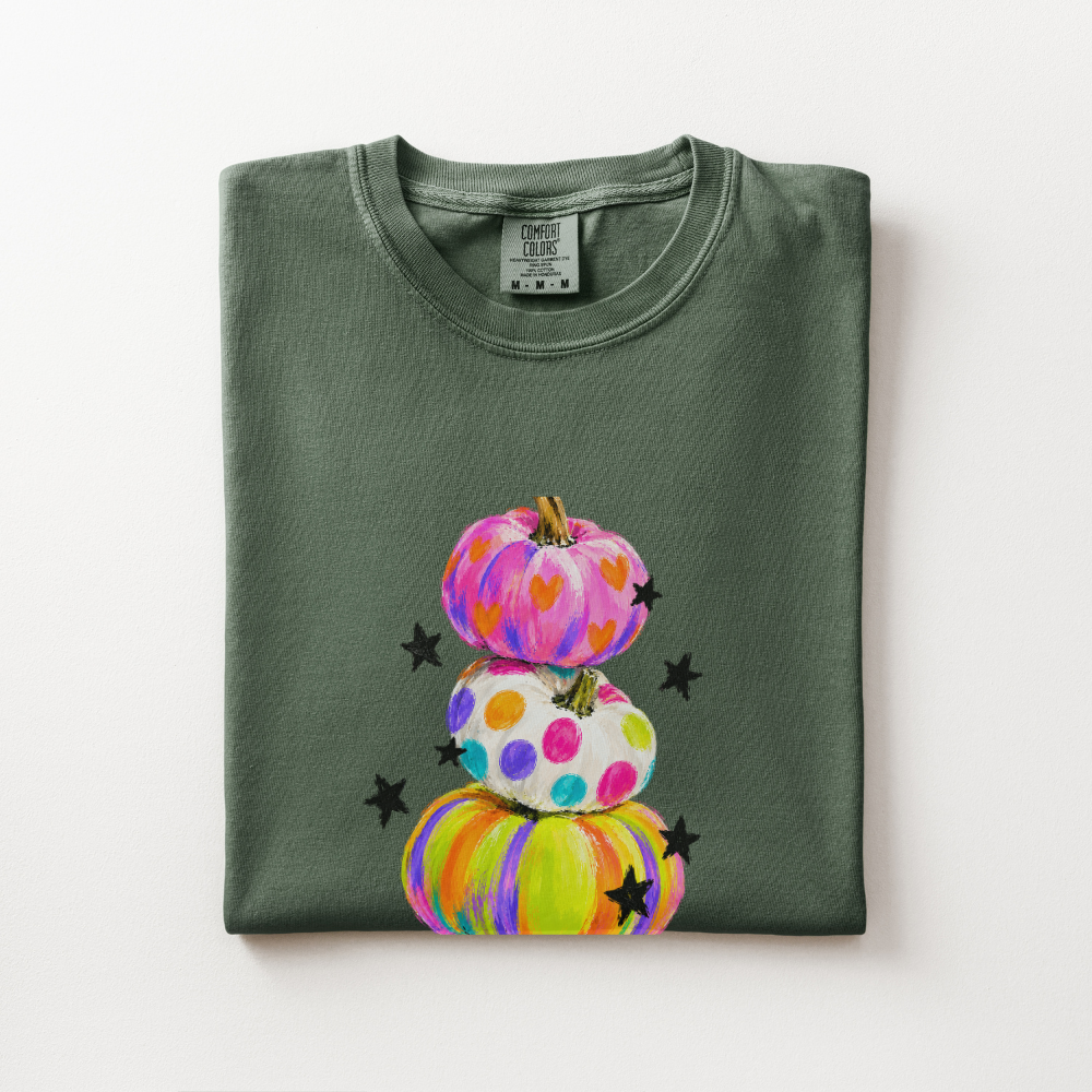 Preppy Pumpkin Halloween Shirt, Colorful Pumpkin Comfort Colors Tee, Whimsical Fall Graphic Shirt, Cute Spooky Season T-Shirt