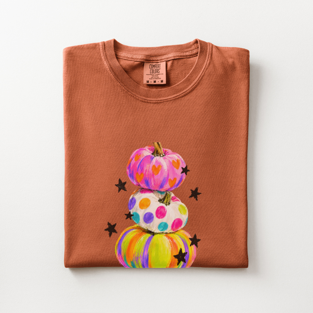 Preppy Pumpkin Halloween Shirt, Colorful Pumpkin Comfort Colors Tee, Whimsical Fall Graphic Shirt, Cute Spooky Season T-Shirt