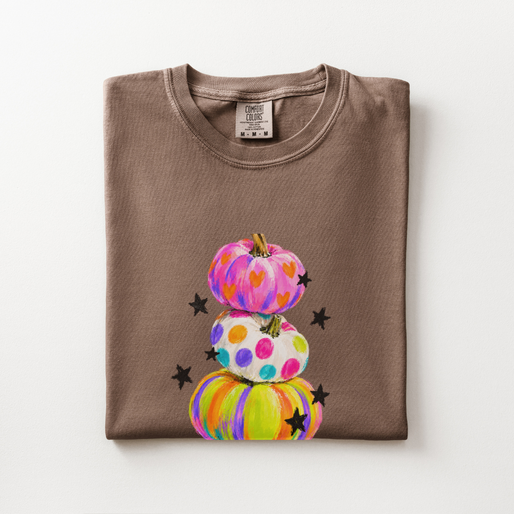 Preppy Pumpkin Halloween Shirt, Colorful Pumpkin Comfort Colors Tee, Whimsical Fall Graphic Shirt, Cute Spooky Season T-Shirt