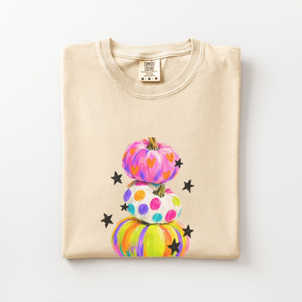 Preppy Pumpkin Halloween Shirt, Colorful Pumpkin Comfort Colors Tee, Whimsical Fall Graphic Shirt, Cute Spooky Season T-Shirt