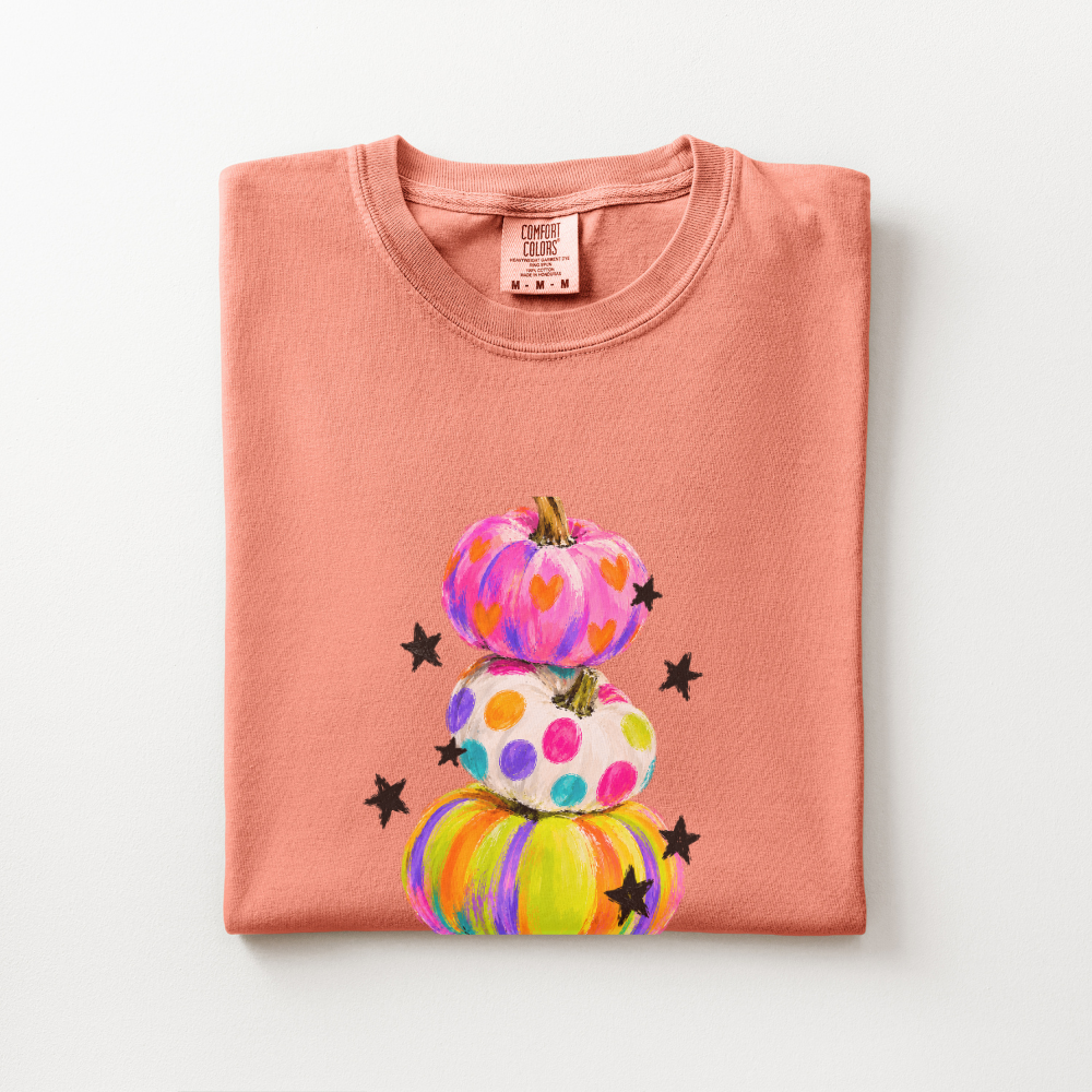 Preppy Pumpkin Halloween Shirt, Colorful Pumpkin Comfort Colors Tee, Whimsical Fall Graphic Shirt, Cute Spooky Season T-Shirt