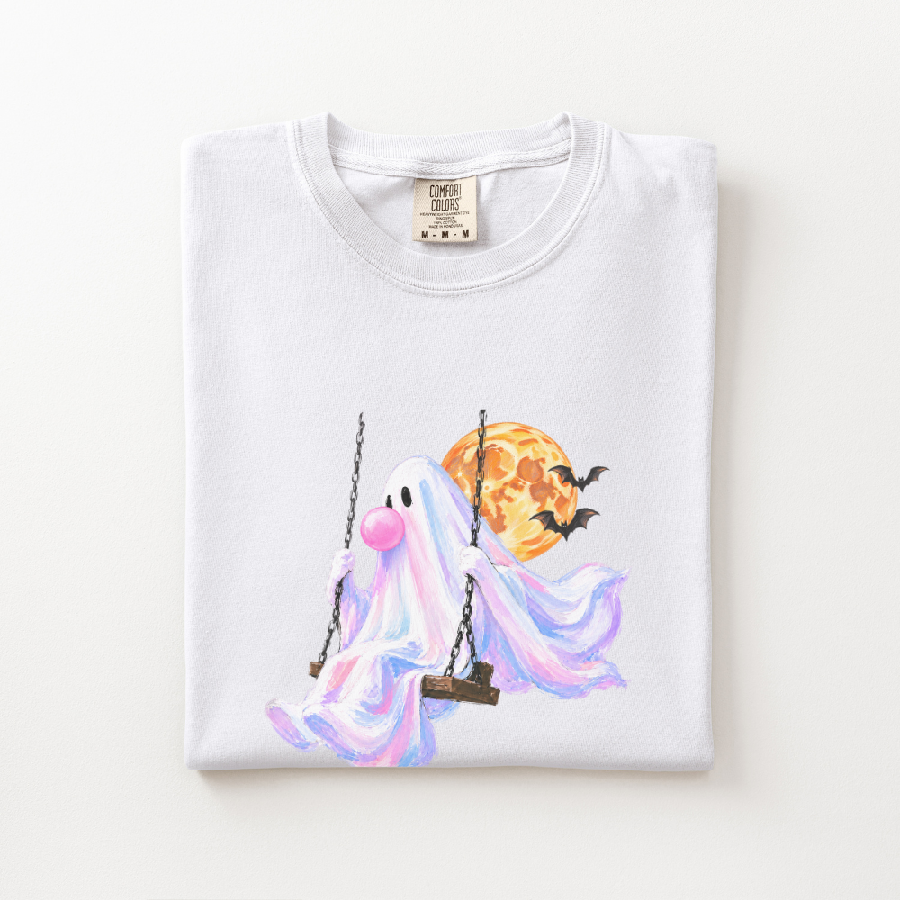 Pastel Ghost Halloween Shirt, Cute Halloween Comfort Colors Tee, Bubble Gum Ghost Shirt, Spooky Season Graphic Tee, Fall T-Shirt