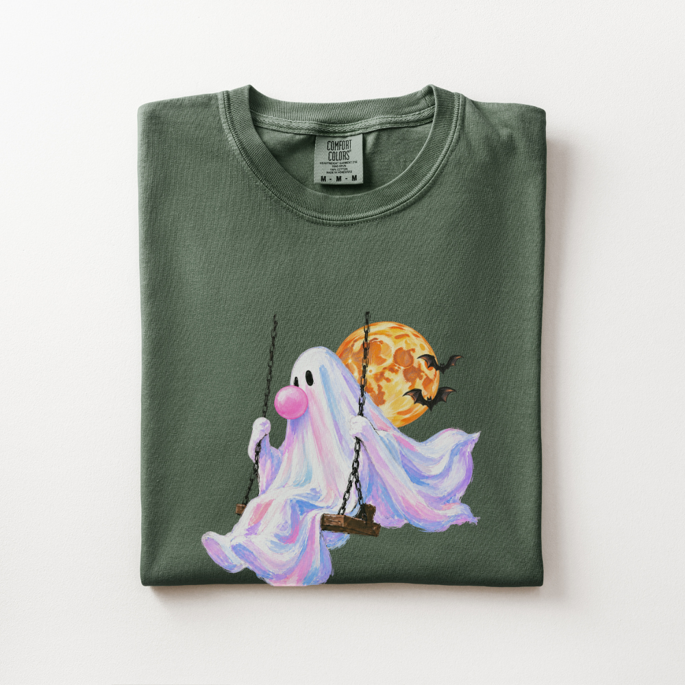 Pastel Ghost Halloween Shirt, Cute Halloween Comfort Colors Tee, Bubble Gum Ghost Shirt, Spooky Season Graphic Tee, Fall T-Shirt