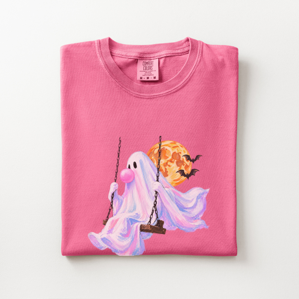 Pastel Ghost Halloween Shirt, Cute Halloween Comfort Colors Tee, Bubble Gum Ghost Shirt, Spooky Season Graphic Tee, Fall T-Shirt
