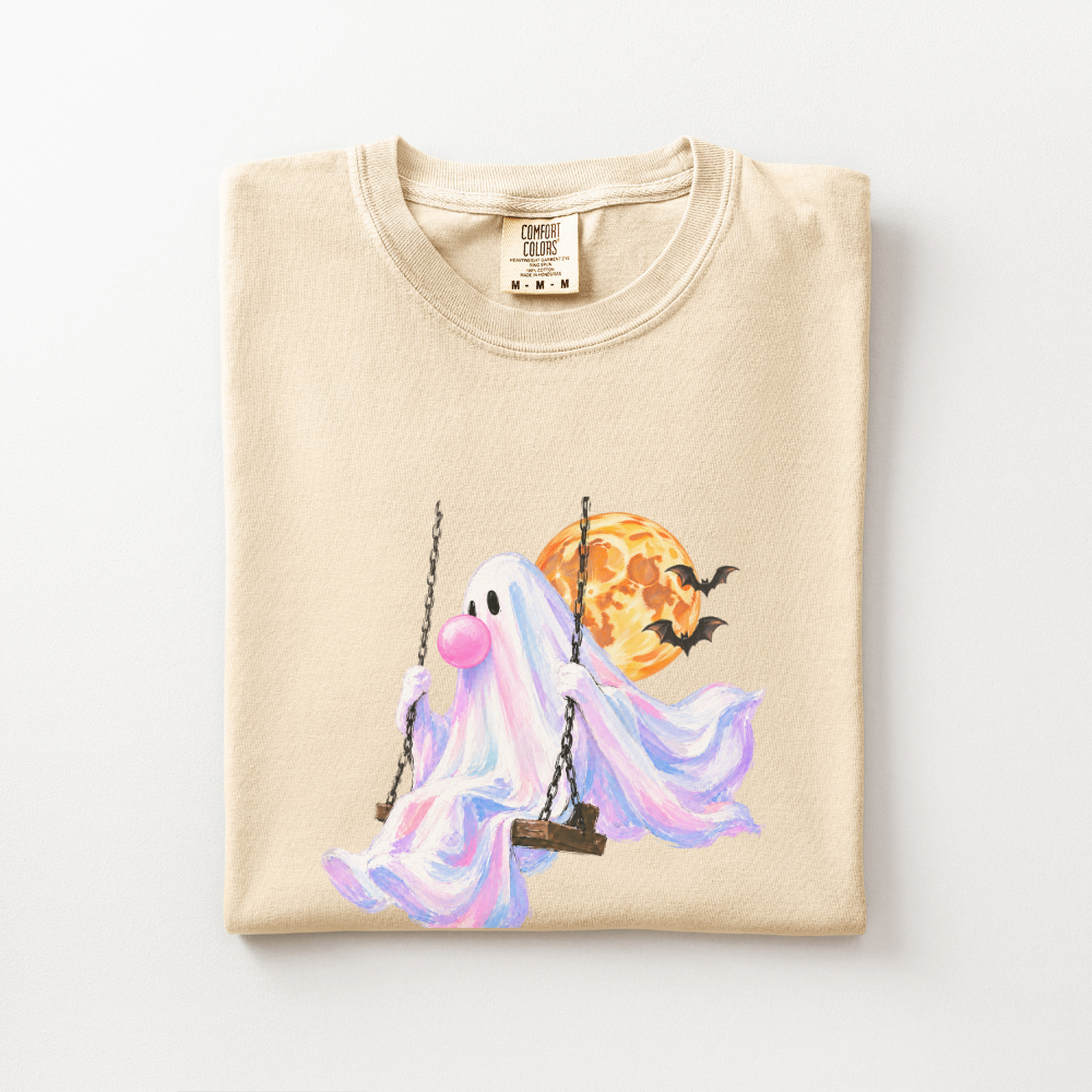 Pastel Ghost Halloween Shirt, Cute Halloween Comfort Colors Tee, Bubble Gum Ghost Shirt, Spooky Season Graphic Tee, Fall T-Shirt