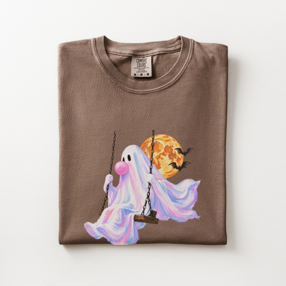 Pastel Ghost Halloween Shirt, Cute Halloween Comfort Colors Tee, Bubble Gum Ghost Shirt, Spooky Season Graphic Tee, Fall T-Shirt