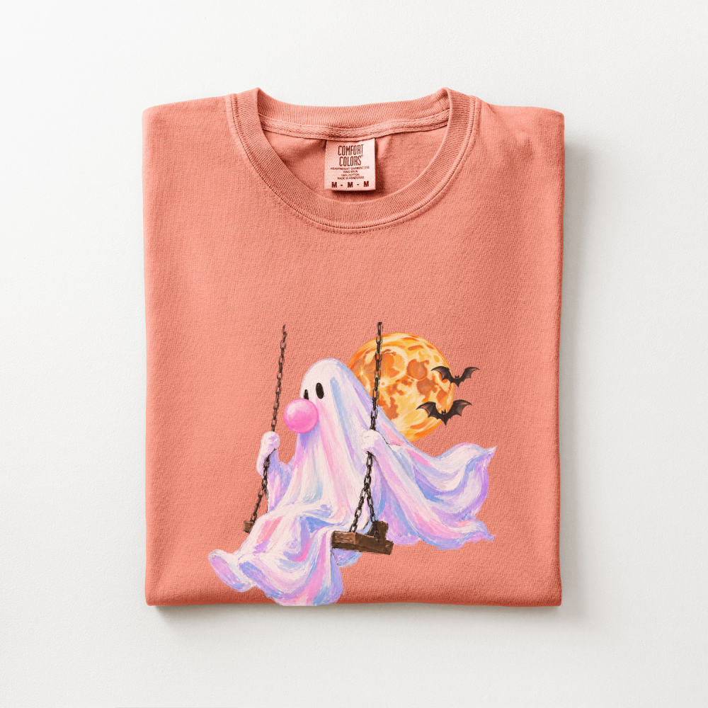 Pastel Ghost Halloween Shirt, Cute Halloween Comfort Colors Tee, Bubble Gum Ghost Shirt, Spooky Season Graphic Tee, Fall T-Shirt