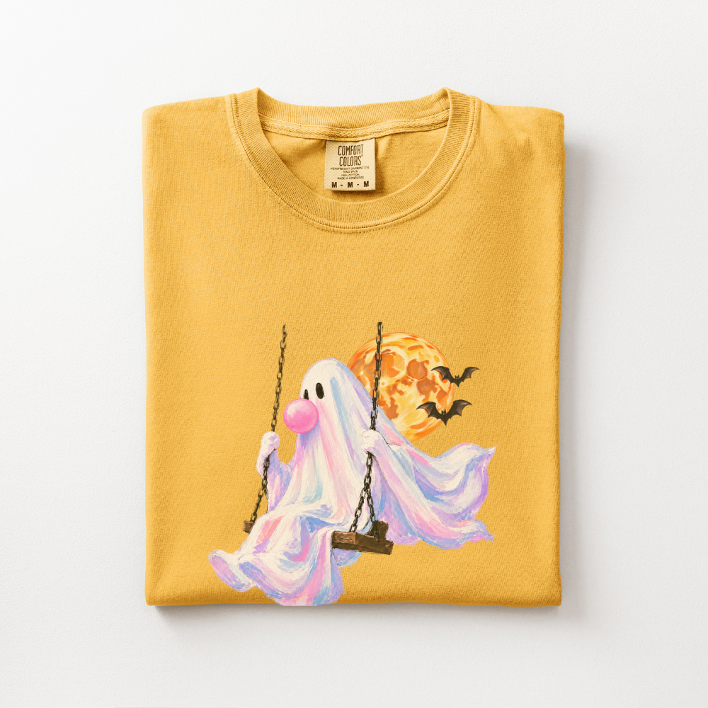Pastel Ghost Halloween Shirt, Cute Halloween Comfort Colors Tee, Bubble Gum Ghost Shirt, Spooky Season Graphic Tee, Fall T-Shirt