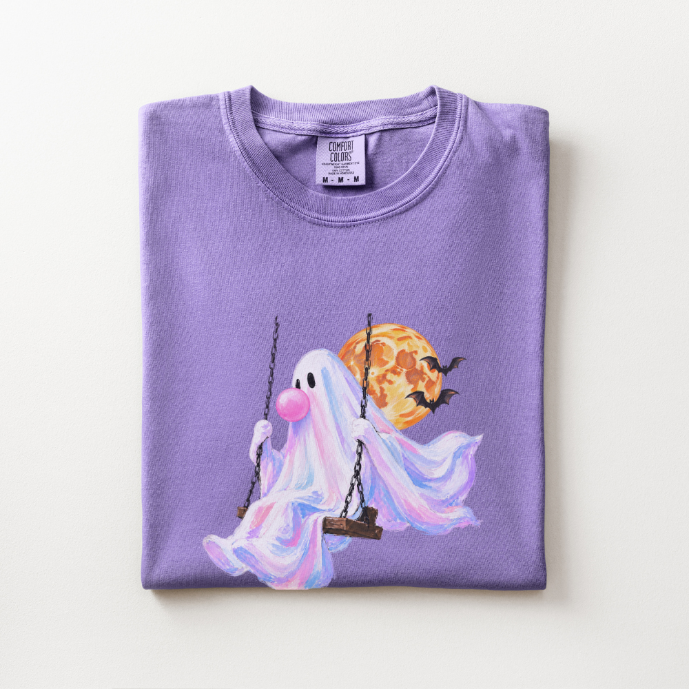 Pastel Ghost Halloween Shirt, Cute Halloween Comfort Colors Tee, Bubble Gum Ghost Shirt, Spooky Season Graphic Tee, Fall T-Shirt
