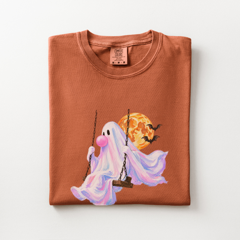 Pastel Ghost Halloween Shirt, Cute Halloween Comfort Colors Tee, Bubble Gum Ghost Shirt, Spooky Season Graphic Tee, Fall T-Shirt