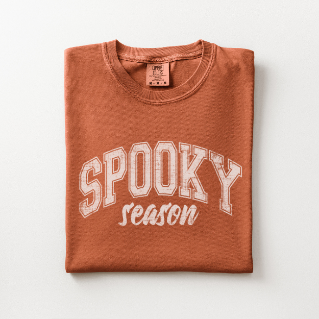 Preppy Halloween Shirt, Varsity Spooky Season Tee, Collegiate Halloween Graphic Shirt, Comfort Colors Fall Spirit Tee