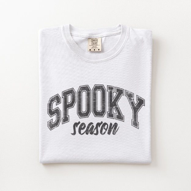 Preppy Halloween Shirt, Varsity Spooky Season Tee, Collegiate Halloween Graphic Shirt, Comfort Colors Fall Spirit Tee
